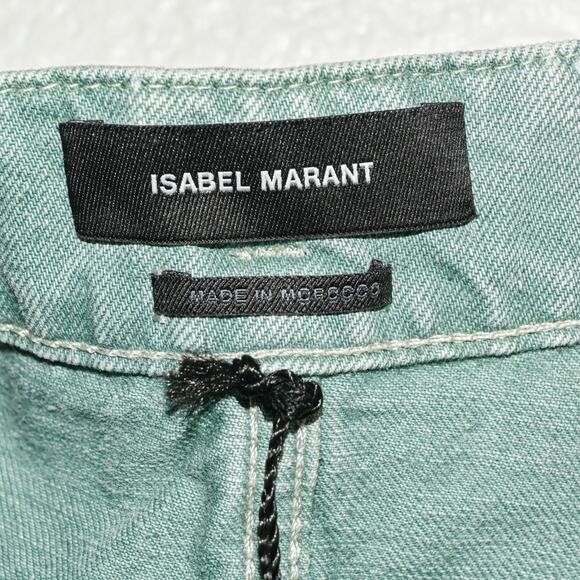 Isabel Marant $335 Esquia High-Waisted Denim Shorts in Washed Green 44 34w - Picture 2 of 11
